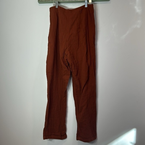 L*SPACE GAUZE COTTON GEORGIE BUTTON FRONT PANTS HIGH WAIST XL RUSTIC Orange - Picture 6 of 6